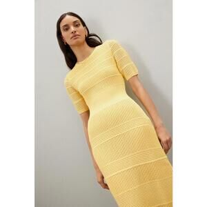 Jason Wu x RTR Yellow Knit Midi Dress Size S with Hole